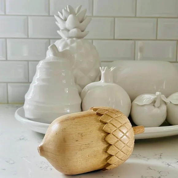 Crate&barrel Small Wood Acorn Sculpture - Picture 3 of 16